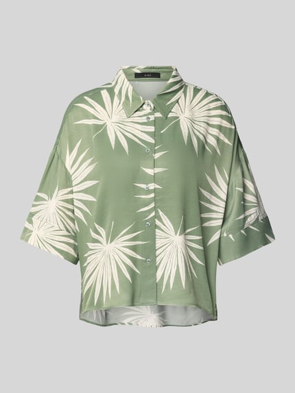 Oui Bluzka o kroju relaxed fit z wiskozy z obniżonymi ramionami Khaki 2