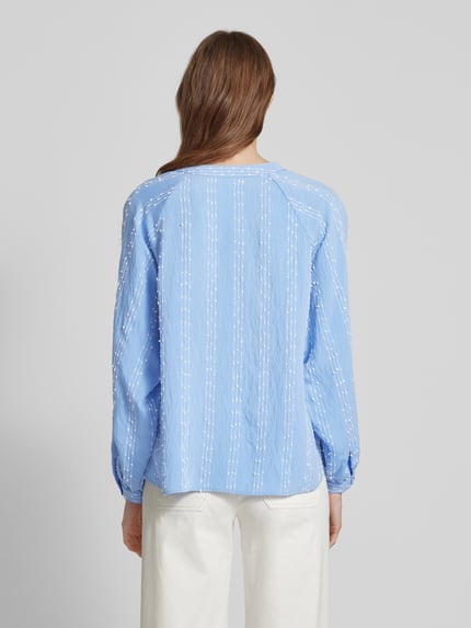 Milano Italy Blouseshirt met strikdetail Blauw - 5