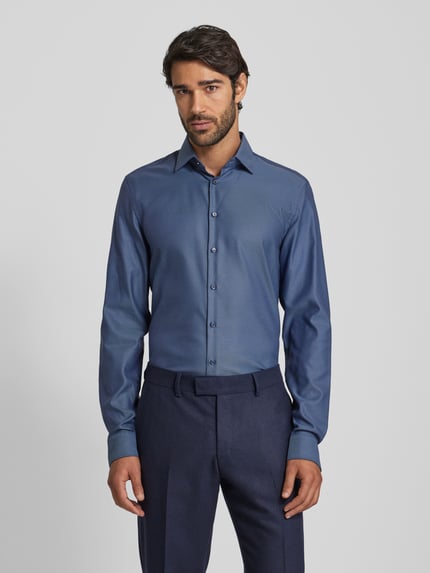 Jake*s Slim Fit Businesshemd mit extra langem Arm Marine 4