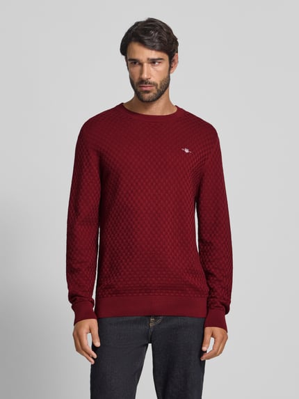 GANT Regular Fit gebreide trui van puur katoen Bordeaux - 4