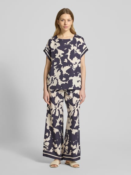COMMA Blouseshirt met ronde hals Marineblauw - 1