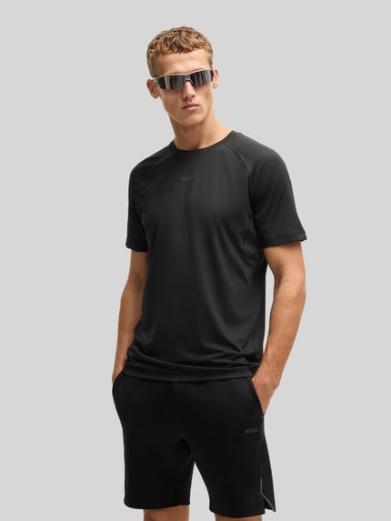 BOSS Green Regular Fit T-Shirt mit Flatlock-Nähten Modell 'TEE ACTIVE 1' Black 4