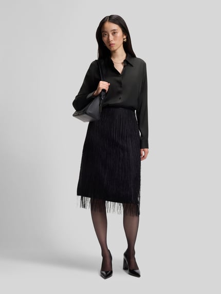 BOSS Longline Seidenbluse mit Logo-Detail Black 1