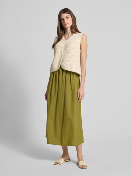 American Vintage Midirok met elastische band, model 'BAILOW' Kaki - 1