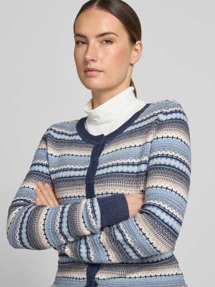 Christian Berg Woman Strickjacke aus Viskose-Mix im Allover-Look Dunkelblau Melange 3