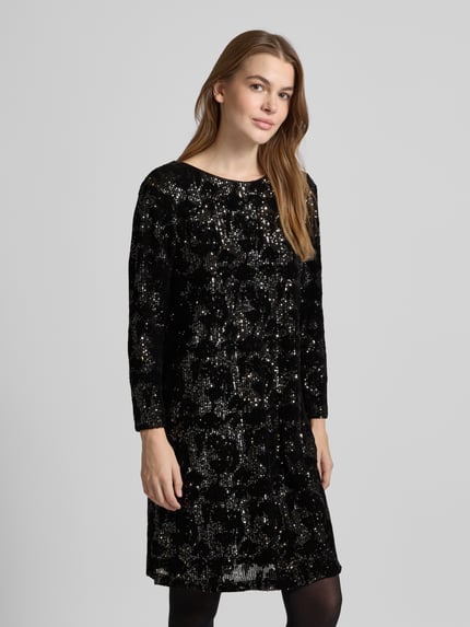 Kaffe Knielanges Kleid mit Paillettenbesatz Modell 'gritt' Black 4