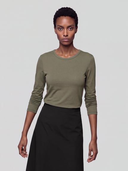 s.Oliver RED LABEL Longsleeve mit Rollsaum-Details Lind 4