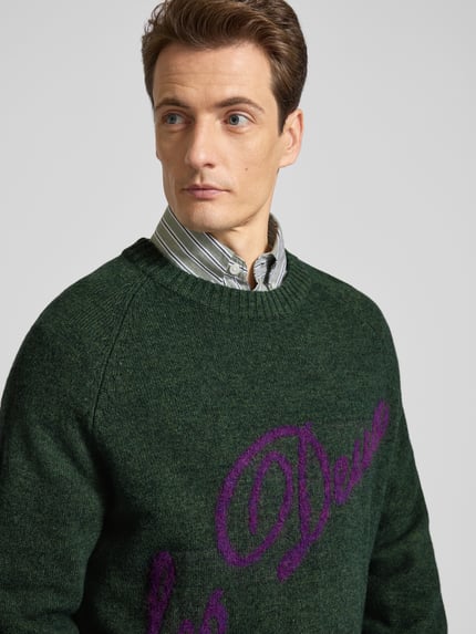 Les Deux Strickpullover mit Label-Print Modell 'Elliot' Khaki 3