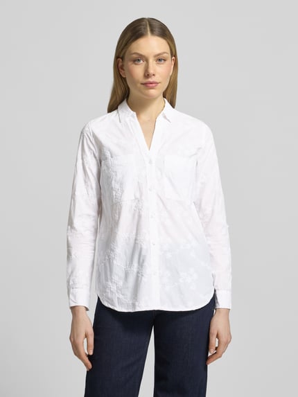 Christian Berg Woman Regular fit overhemdblouse met florale all-over stitching Wit - 4