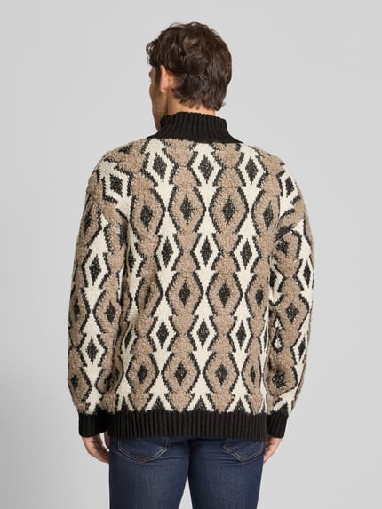 Scotch & Soda Gebreide pullover met ribboorden, model 'ARGYLES' Middenbruin - 5