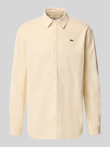 Lacoste Regular Fit Cordhemd mit Logo-Applikation Taupe 1