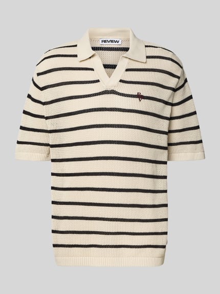 Bluzka z dzianiny z kołnierzykiem polo i wyhaftowanym logo Shop The Look MANNEQUINE