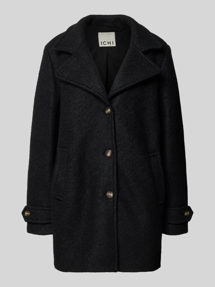 ICHI Relaxed Fit Mantel aus Woll-Mix Modell 'Tipa' Black 2