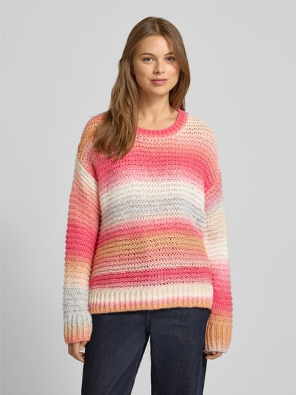 Milano Italy Strickpullover aus Woll-Mix mit Rundhalsausschnitt Pink 4