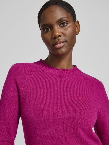 Lacoste sweter z czystej wełny o kroju regular fit Mocnoróżowy 3