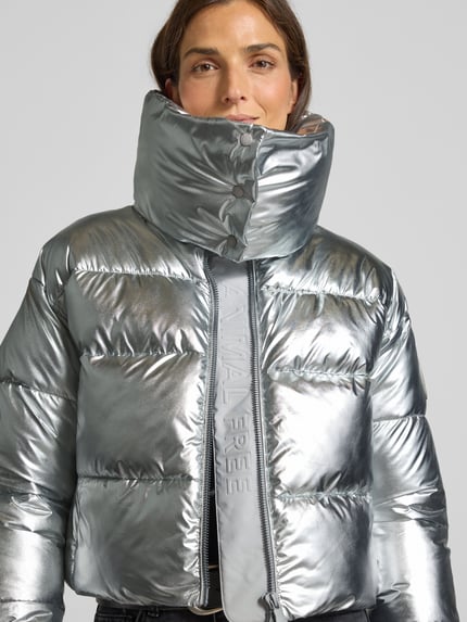 Save The Duck Cropped Steppjacke mit Stehkragen Modell 'GISELLE' Silber 3