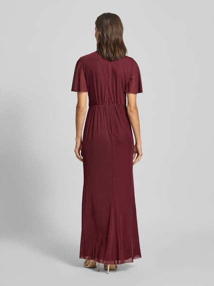 Christian Berg Cocktail Abendkleid mit V-Ausschnitt Dunkelrot 5