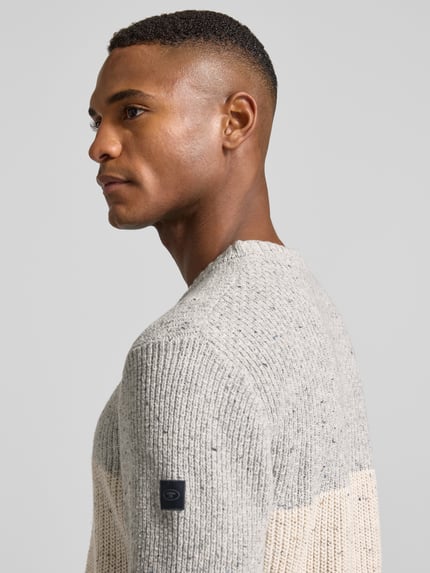 Tom Tailor Regular Fit Strickpullover aus Baumwoll-Mix  Offwhite Melange 3