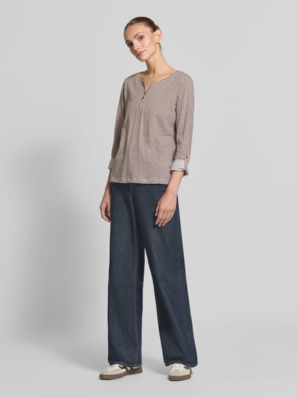 Tom Tailor Regular Fit Langarmshirt aus reiner Baumwolle Dunkelbraun 1