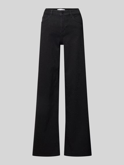 Produktfoto, Relaxed Fit Jeans mit 5-Pocket-Design von comma, schwarze Damen Jeans aus Baumwoll-Mix mit Stretch, Ziersteinbesatz, locker geschnitten