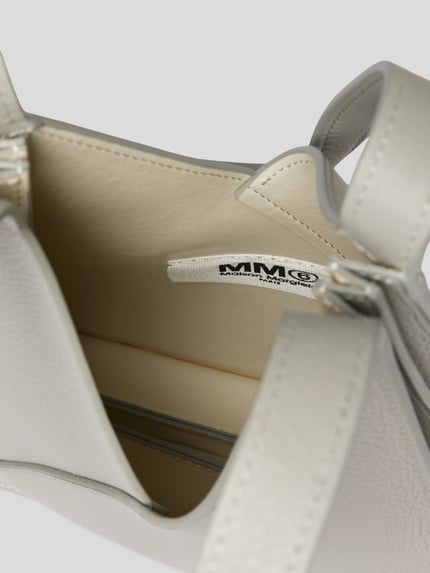 MM6 Maison Margiela Torba na ramię z naturalnej skóry Jasnoszary 5
