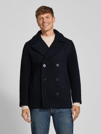 JACK & JONES Premium Jack van wolmix met reverskraag Marineblauw - 4