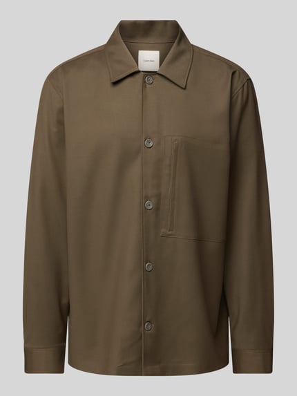 CK Calvin Klein Regular fit overhemdjack met kentkraag en viscose Olijfgroen - 2