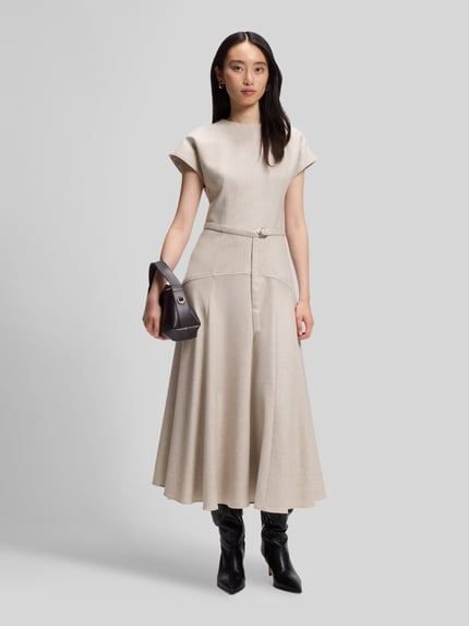 BOSS A-Linien Freizeitkleid aus Woll-Lyocell-Mix Modell 'Dopala' Sand 1