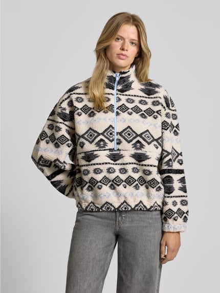 ONLY Regular fit schipperstrui in teddybontlook, model 'JANNE' Zand - 4