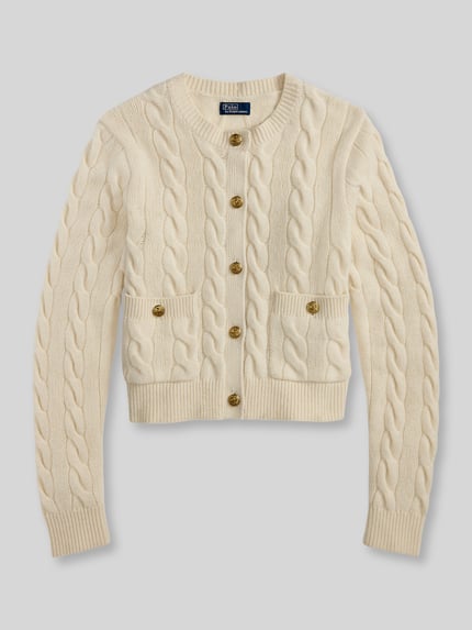 Polo Ralph Lauren Regular Fit Strickjacke aus Woll-Kaschmir-Mix mit Zierknöpfen Ecru 2