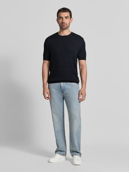 JOOP! COLLECTION Strickshirt mit Strukturmuster Modell 'Elio' Marine 1