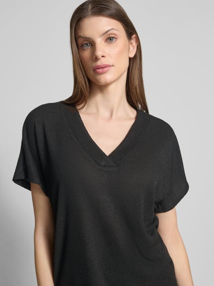 Soyaconcept T-shirt met V-hals, model 'Delia' Zwart - 3