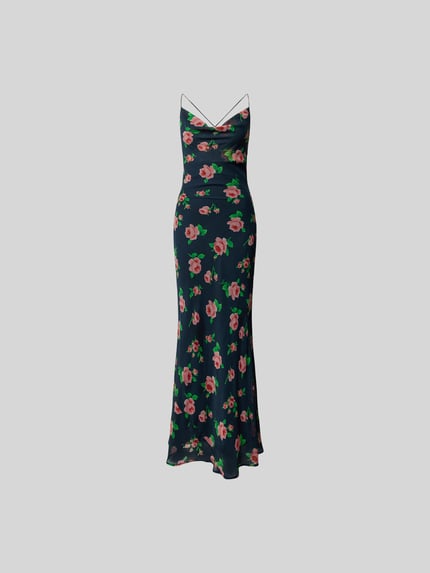 ROTATE Maxi-jurk met bloemenmotief Marineblauw - 2