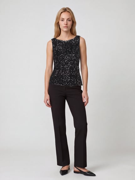 PIECES Blusentop mit Paillettenbesatz Black 1