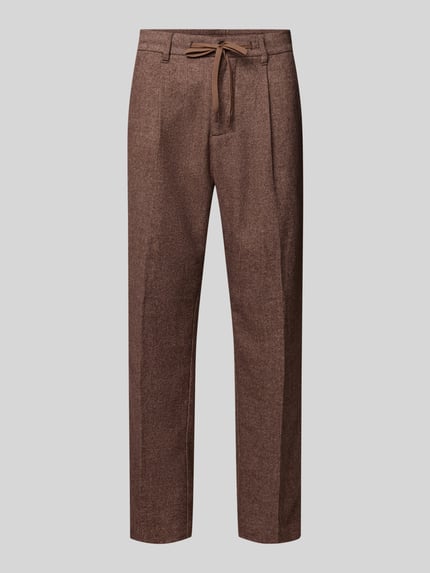 Selected Tapered broek van wol, model 'LEROY' Middenbruin gemêleerd - 2