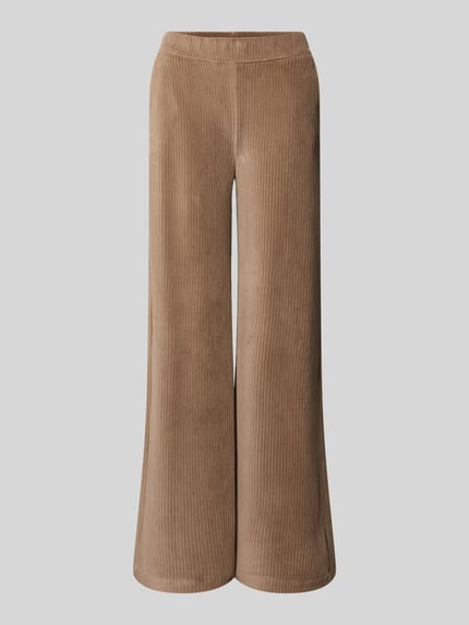 Produktfoto, Cordhose met steekzakken en elastische tailleband van Smith and Soul, katoenmix, wijde pijpen, lichtbruin, geribbelde textuur
