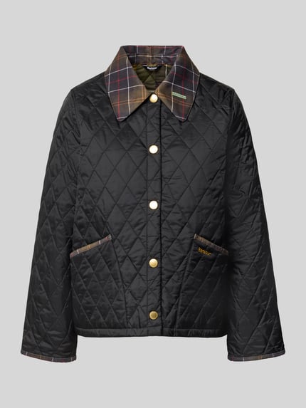 Barbour Regular Fit Steppjacke mit kontrastierendem Kragen Black 1