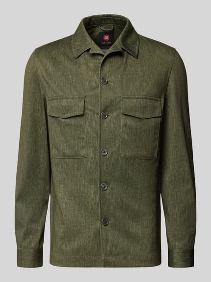 Productfoto, Slim Fit Hemdjacke met borstzakken model 'Constantin' van CG - Club of Gents in groentinten, materiaalmix met viscose, reverskraag, ruglengte bij maat 50: 75 cm
