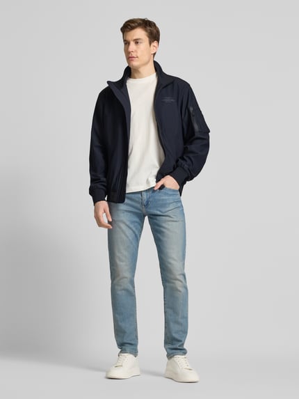 Original Bombers Bomberjack met labelprint, model 'Williston' Marineblauw - 1