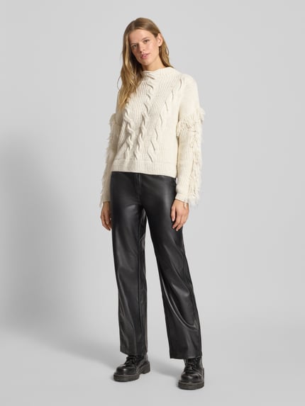 ONLY Regular Fit Strickpullover mit Fransen Modell 'HOLLY' Offwhite 1
