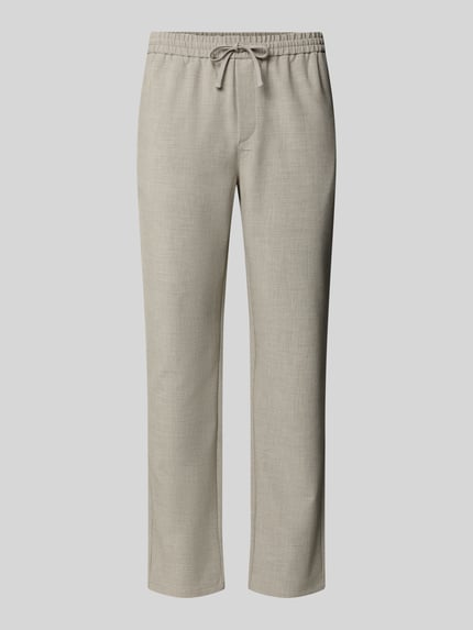 Produktfoto, Kleingemusterte Hose mit elastischem Bund von Les Deux in Beige, Regular-Fit, Kordelzug, Material-Mix mit Viskose-Anteil
