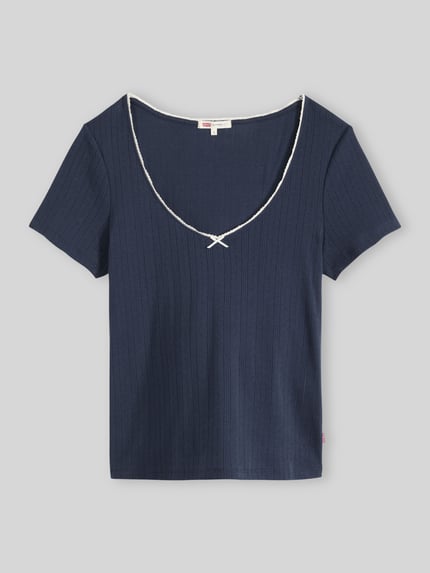 Levi's® Slim Fit T-Shirt aus reiner Baumwolle Modell 'SWEETIE' Dunkelblau 2