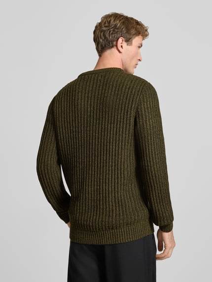 JACK & JONES Regular Fit Strickpullover aus Baumwoll-Mix Modell 'AXON' Dunkelgruen 5