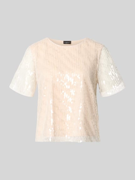 s.Oliver BLACK LABEL regular fit T-shirt met pailletten Wit - 2