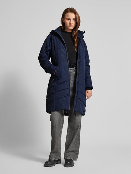 ragwear Gewatteerde lange jas met tweewegsritssluiting, model 'Dizzie' Marineblauw - 1