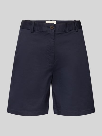 Produktfoto, Bermudas mit Gesäßleistentaschen von Gant, mieszanka bawełny z dodatkiem streczu, krój straight fit, granatowy kolor, szerokość w rozmiarze 36: 38 cm, długość wewnętrzna nogawki w rozmiarze 36: 18 cm