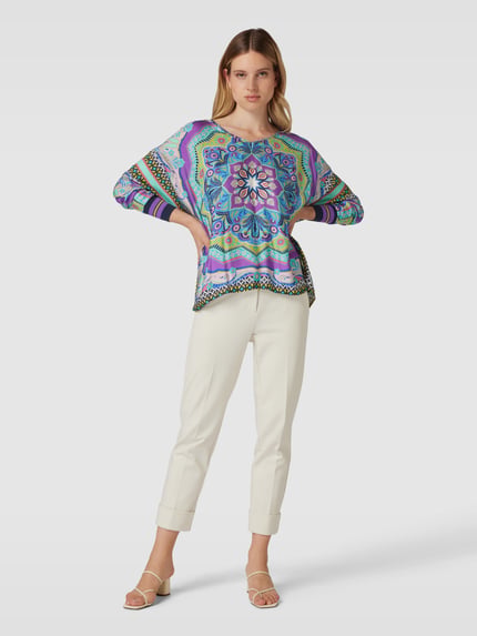 Milano Italy Blouse van viscose met all-over motief Lila - 1