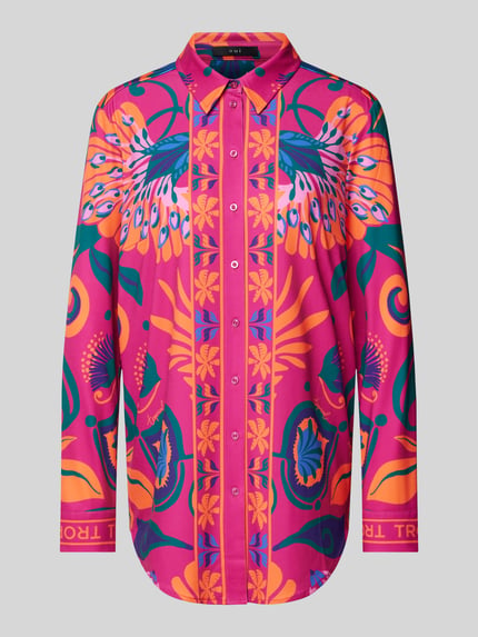 Oui Bluse mit Allover-Print Fuchsia 2
