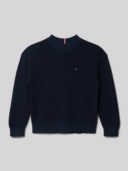 Tommy Hilfiger Kids Sweter z dzianiny o kroju regular fit z czystej bawełny Granatowy 1