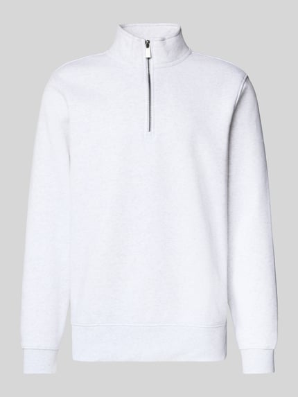 ONLY & SONS Regular Fit Troyer aus Baumwoll-Mix Modell 'CERES' Hellgrau Melange 2